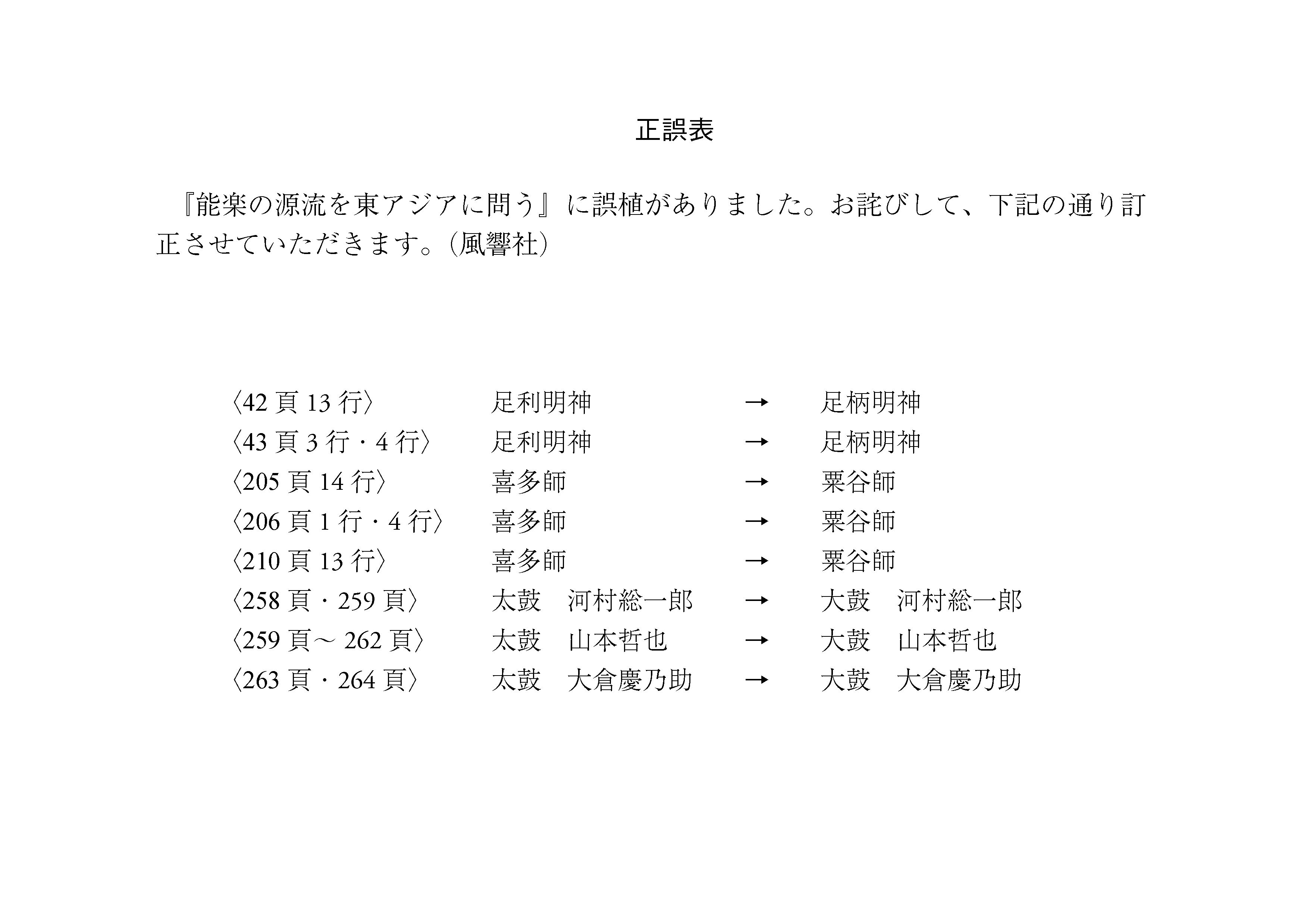 能楽・正誤表